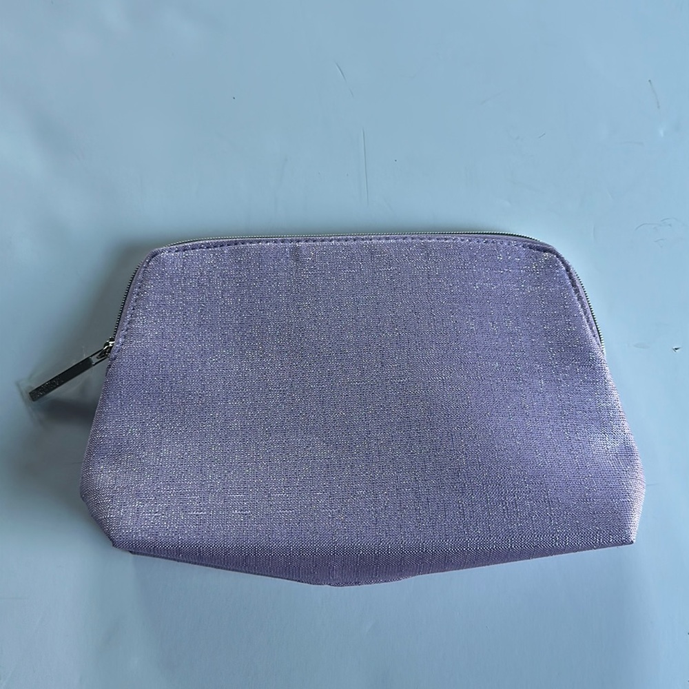 Lancôme makeup bag purple lavender metallic Dopp kit never used 10x6in clean - Picture 4 of 9